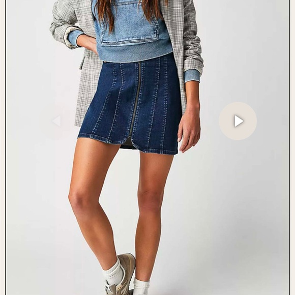 Free People Layla Denim Zip Mini Skirt 4 New With Tags - Picture 1 of 9